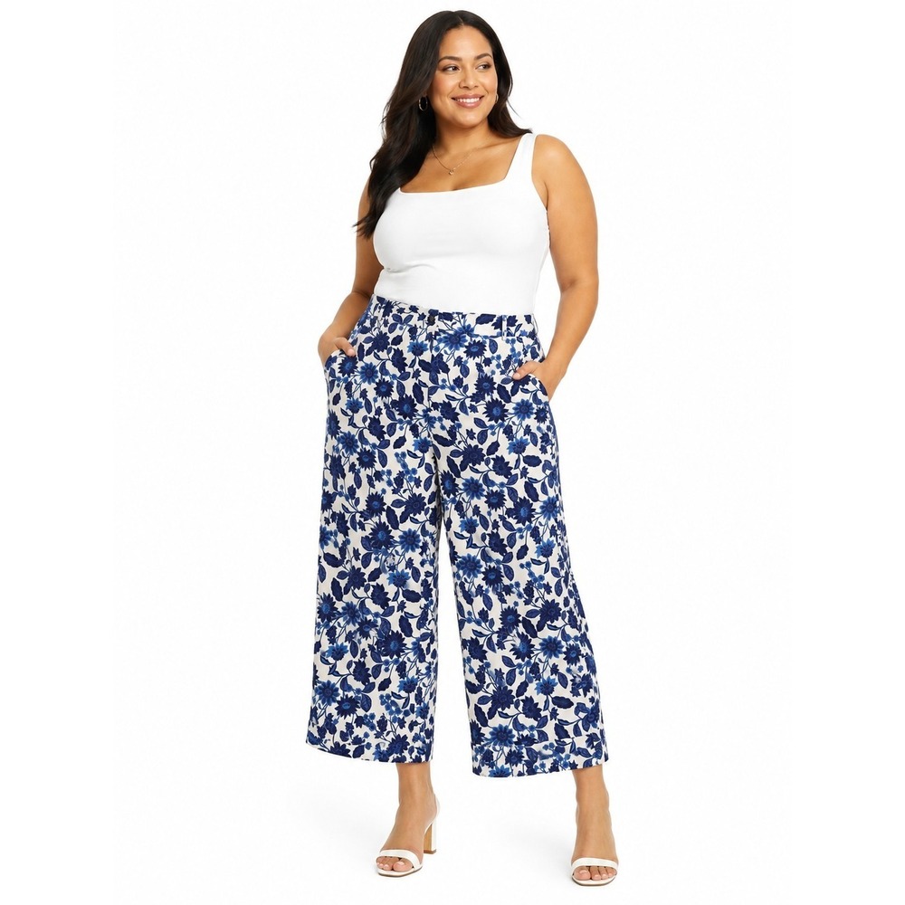 Preston & York Floral Botanical Wide Leg Pants Size 18 Workwear Brunch